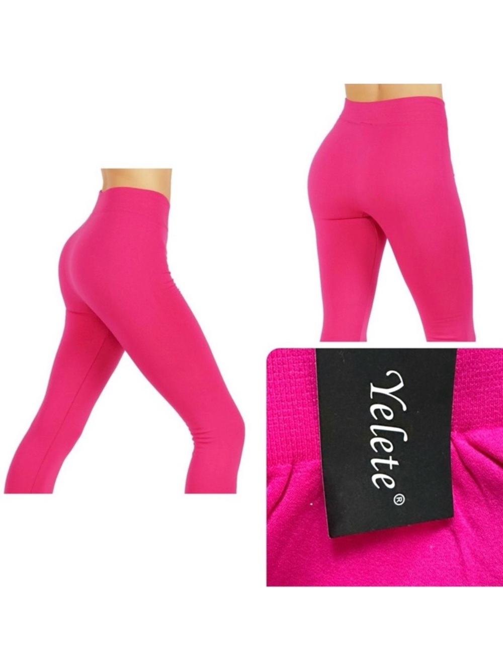 Yelete Fuchsia Lightweight Leggings Soft Stretch High Waist One Size S/M 0–6 NWT